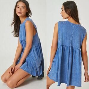 PPLA • Blue Gym N Tonic High Neck Mock Tank Top Mini Dress